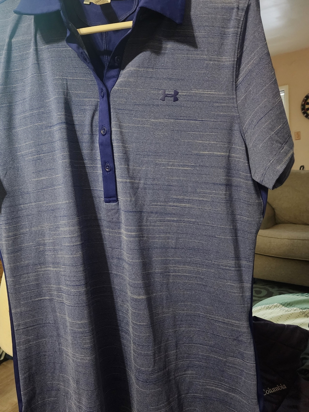 Under Armour Women's Navy Heathered Short Sleeve Polo Sz Lrg
